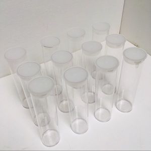 NEW lot of (100) 6-inch Clear Plastic Storage Tubes with Caps (1.25" Diameter)